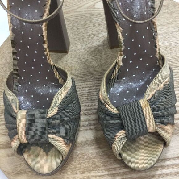 Moschino Olive Green Brown Taupe Cheap & Chic Tie-dye Platform Sandals Size 39 - Picture 2 of 13